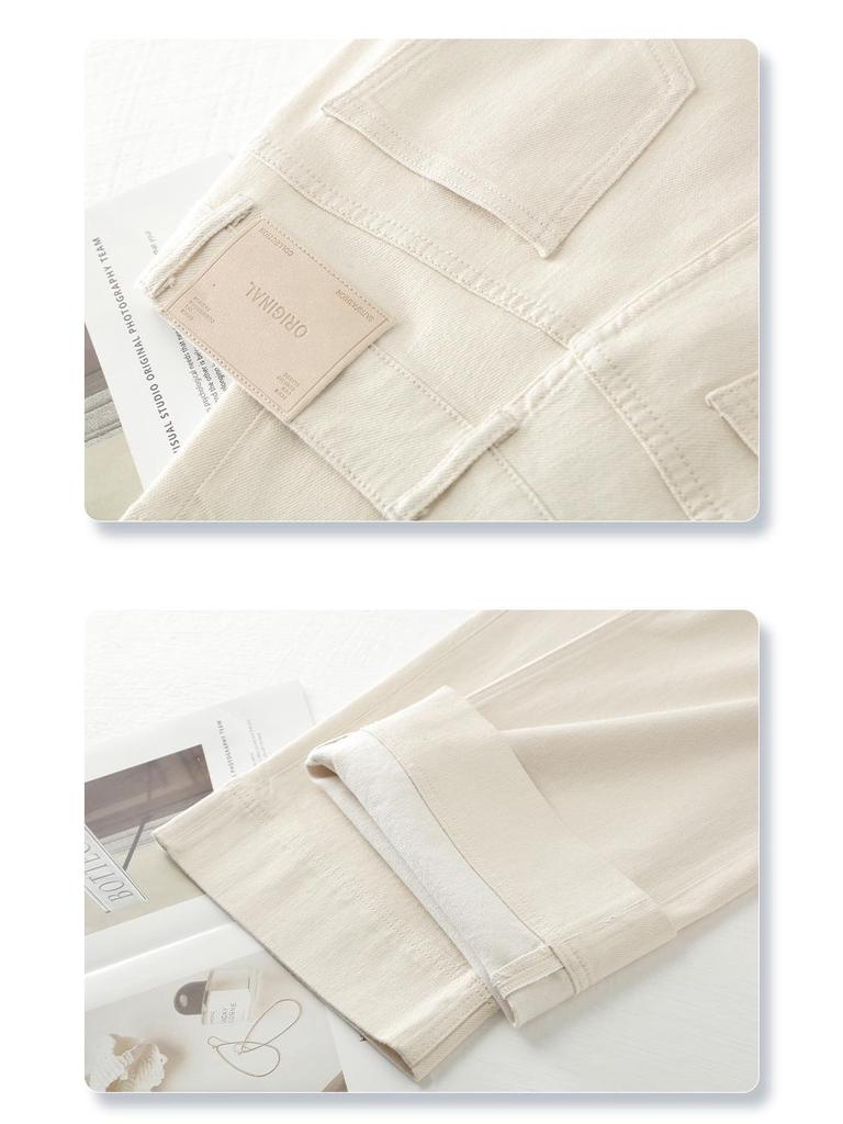 2025 New Dark Blue Tencel Petite Women’s Straight-Leg Wide-Leg Jeans for Spring and Autumn