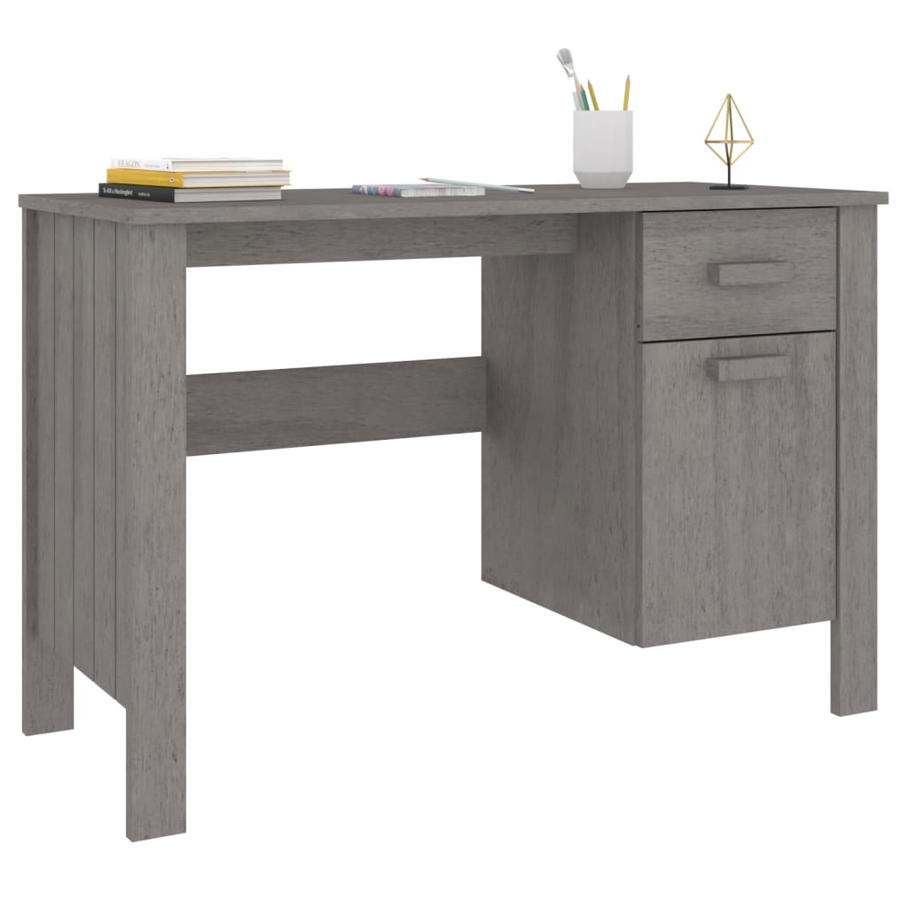 HAMAR Desk Light Grey 113 X 50 X 75 Cm Solid Pine Wood