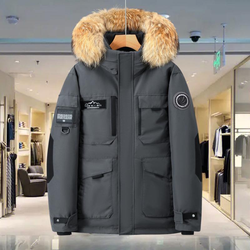 Unisex Mid-Length Thickened Goose Down Ski Parka