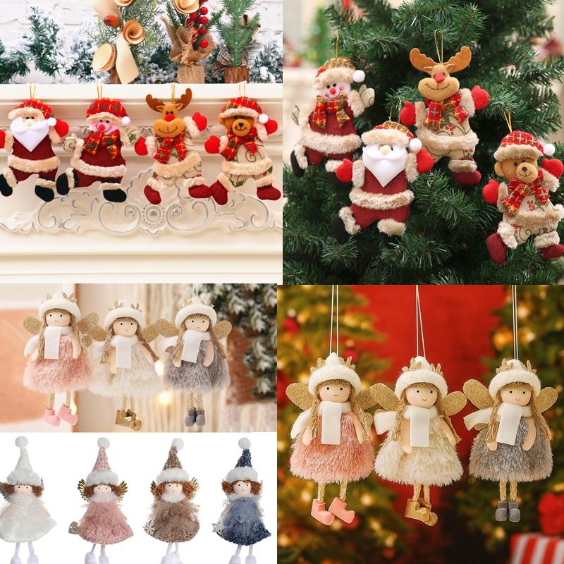 Christmas Doll Home Christmas Decorations Santa Snowman Elk Wing Angel Christmas Tree Pendant Ornament Xmas Navidad Noel Gifts