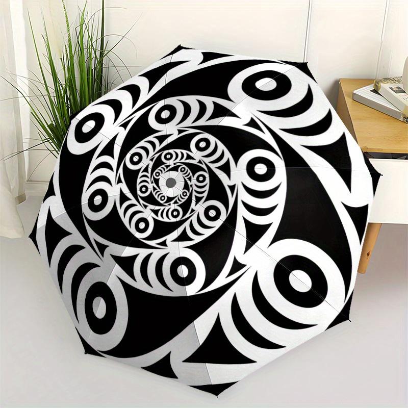 1pc Black and White Design Automatic Opening/closing Umbrella with Auto Open/Close, Perfect Gift for Friends, Durable Plastic Handle Yy250801141
