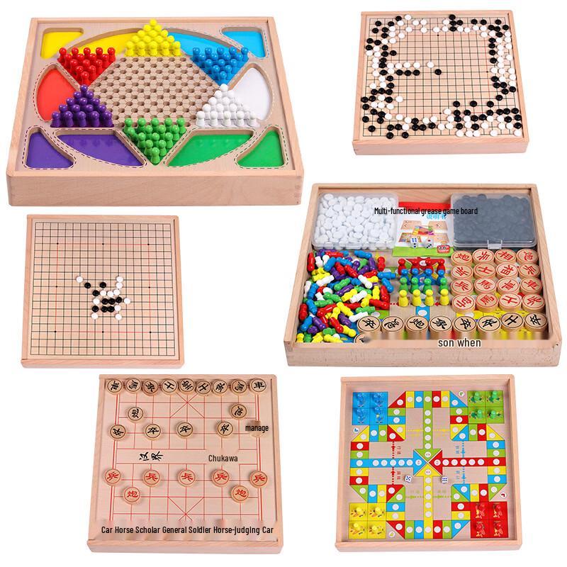 Wooden 5-in-1 Board Game Set