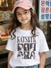 KATSEYE Print Y2K Vintage Style Summer Tops ShortSleeved Girls Clothing Kids Ropa Para Niños Trendy Girl Outfits