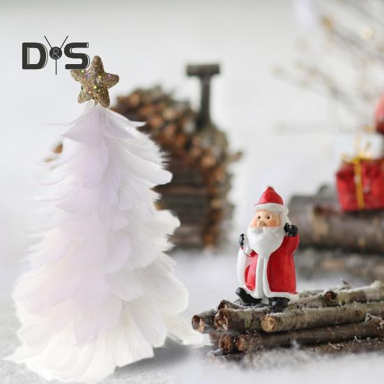 Fjäder julgran Bordsdekoration Handgjord trädfigur med Star Topper Holiday Home Centerpiece för jul nyårsfest