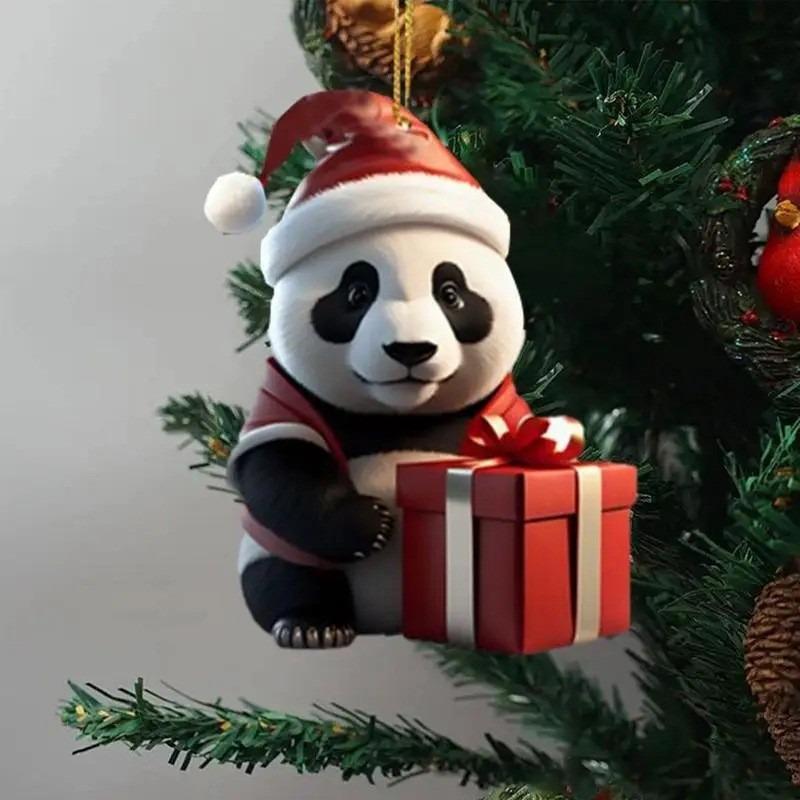Nieuwe Kerst Panda Hanger Kerstboom Acryl Cartoon Panda Huisdecoratie Auto Decoratie