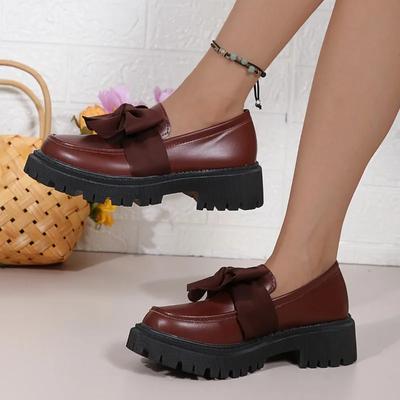 2024 Brand Women's Shoes Loafers Women's High Heels Fashion Butterfly-knot Office and Career Hot Sale Slip-on Solid Heels Women