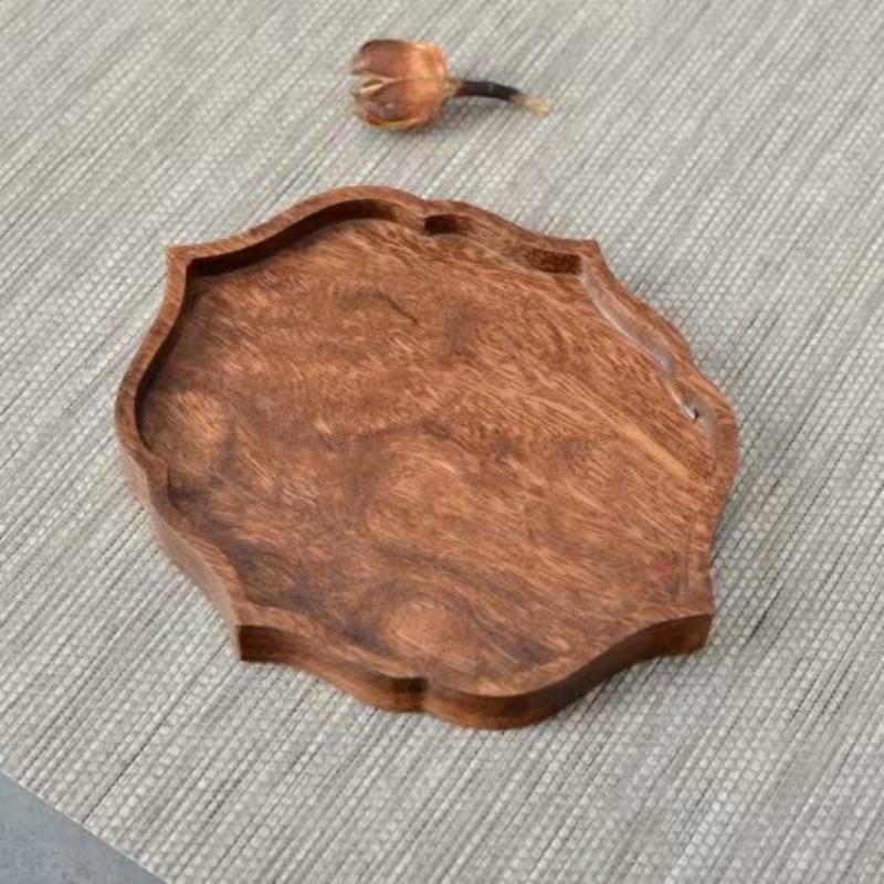 Traditionelles Nussbaum-Tee-Tablett Teekanne Teetasse Massivholz-Tablettmatte Büro Kaffeetassen-Tabletts Heim Teezeremonie-Zubehör