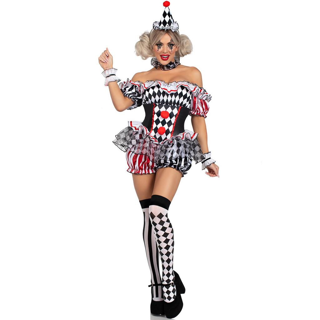 Female Clown Cosplay Outfit With Polyester Material For Party And Role Play