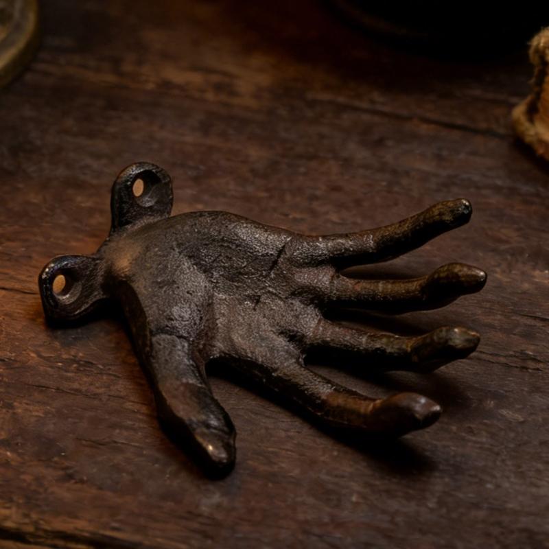 Gothic Witch Hand Sculpture Resin Wall Hook For Scary Decors With Antiqued Distressed Finish For Hanging Key Jewelry