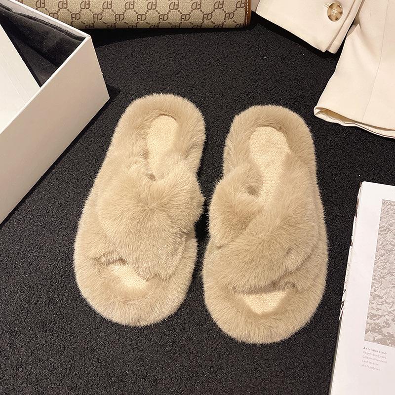 Mao Mao slippers women's outer wear spring and summer ins home home cross thick bottom height increase small autumn and winter cotton slippers