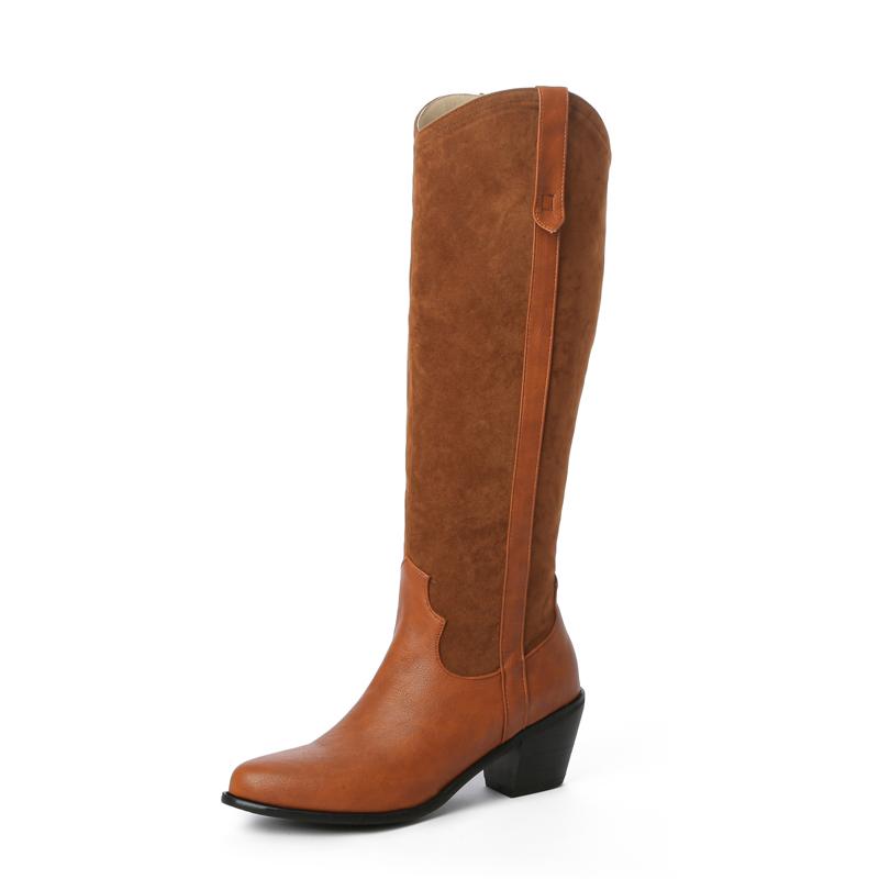 

Women s high-heeled boots autumn and winter European and American thick-heeled large-size casual medium boots 48