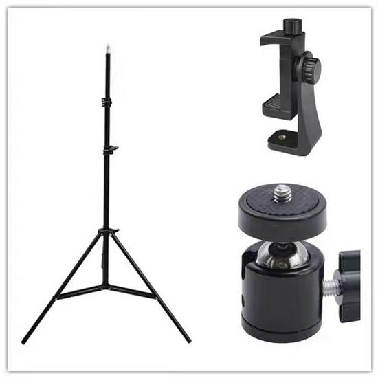 Photography Tripod with Live Light, Projector, and Flash Mount (Adjustable 2.1m to 2.8m with Spring)