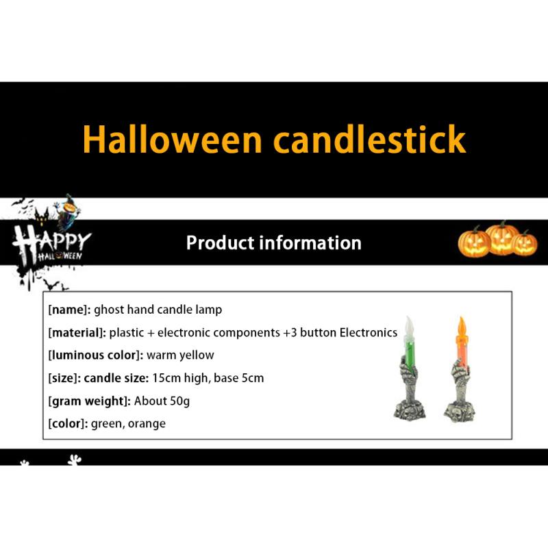 Lumini electronice cu lumânări LED de Halloween. Craniu de groază ținând lampă cu lumânări Happy Holloween Party