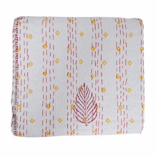 

Одеяло Kantha с индийским цветочным принтом, покрывало, одеяло, хлопковое одеяло с ручным принтом Kantha Gudari, одноместное