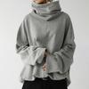 Women's Autumn and Winter High Collar Warm Loose Solid Color Weatshirt Fashion Casual Clothes Long Sleeve Pocket High Collar Size S-5XL