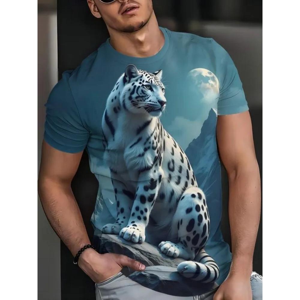 Summer Loose Breathable Oversized Sports Versatile Round Neck Short Sleeved T-shirt Men's Casual Fashion Animal 3D Printed T-shirt