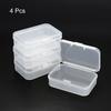 Clear Storage Container with Hinged Lid 65x45x20mm, 4 Pack Plastic Rectangular Box for Beads Art Craft