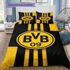 Borussia Dortmund BVB 09 Stripe Logo Print 3‑Pieces Duvet Cover Set Soccer Fan Bedding Bedroom Home Decor Without Pillow Core Comforter