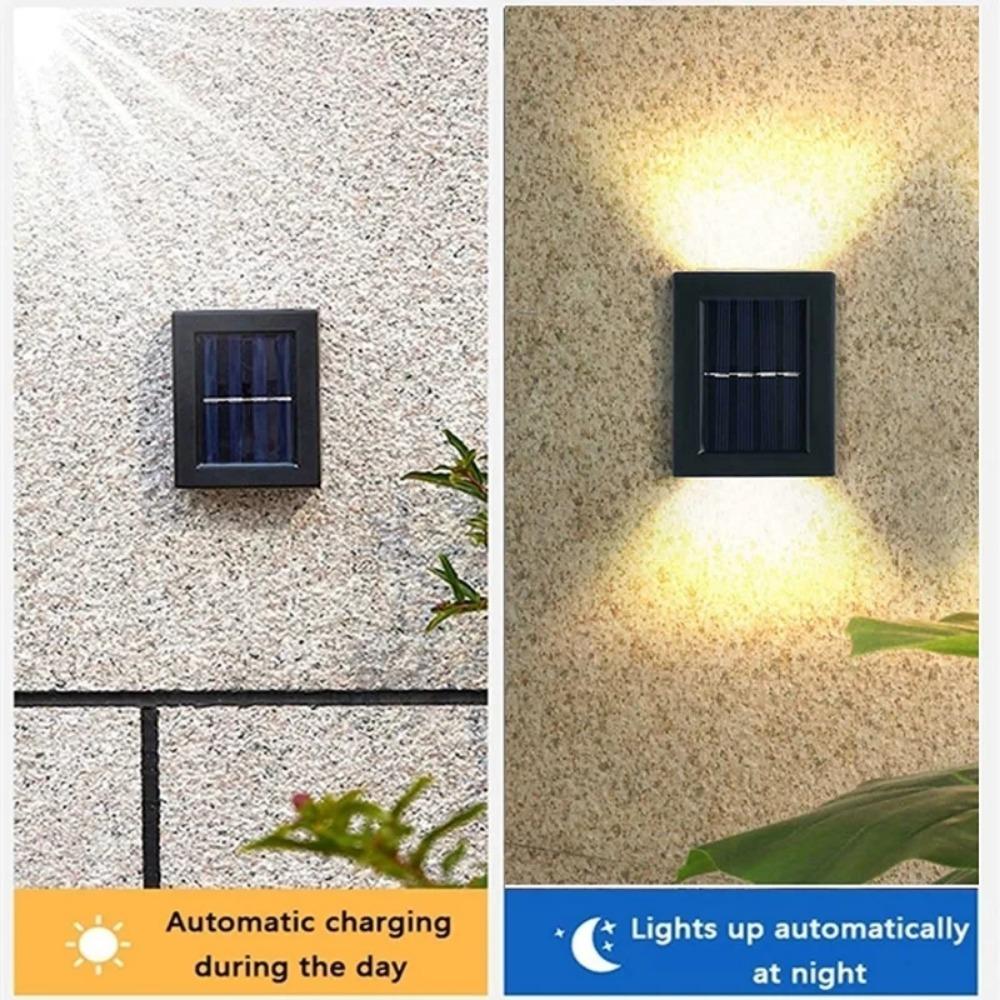 Luce solare da parete 30W 4 Pezzi per Esterno UP e Down 2 LED Lampade Solari Impermeabili Luci Solari per Recinzione per Casa Giardino Portico Balcone