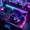 Cool Neon Wolf Gaming Mouse Pad 45X40 Square Desk Mat Non-Slip Rubber Keyboard Mats for Gamer Computer Office Desktop Mousepad
