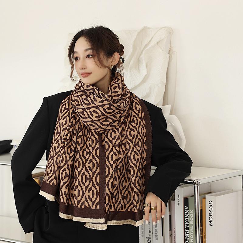 Winter Women's Scarf Luxury Design Double Sided Cashmere Feel Scarf Warm Scarf Shawl