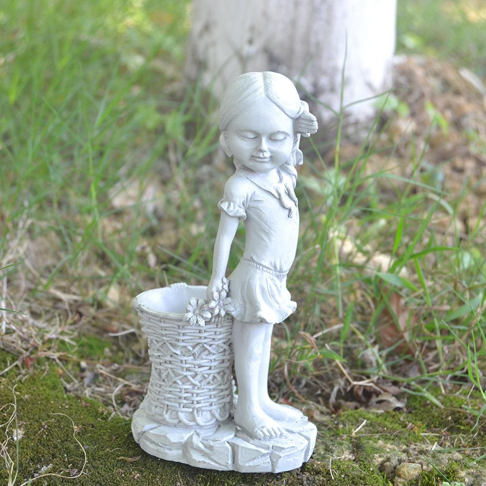 

Boy Girl Youth Ignorant Bench Art Garden Resin Ornament Throbbing White Decoration Outdoor