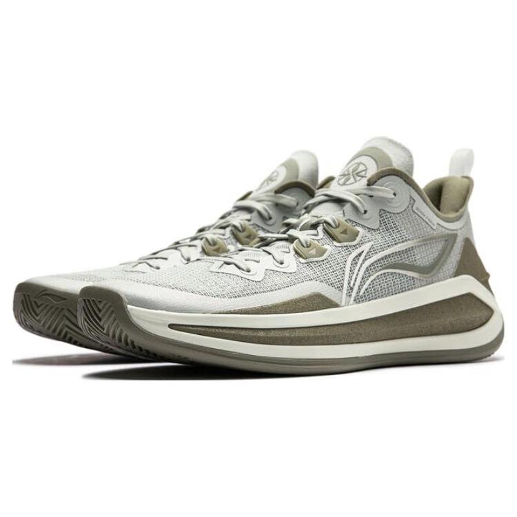 New LiNing Liren 3 V2 Wild Whisper Cushioning Anti Slip And Wear Resistant Low Top Basketball Shoes Unisex Gray Green ABAT057-11