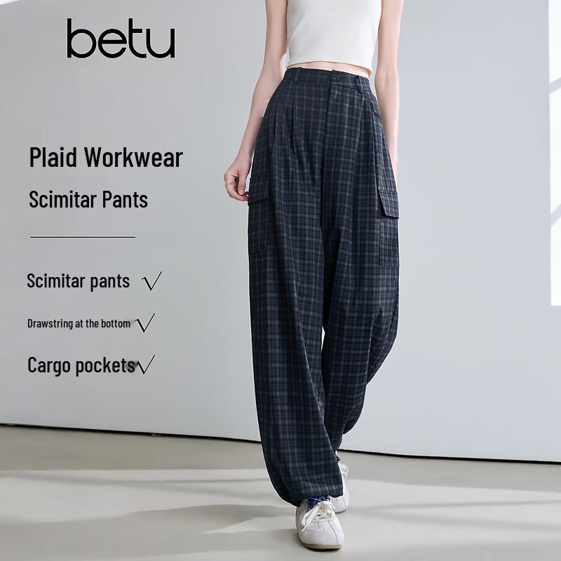 Betu Women s Plaid Wide-Leg Trousers M