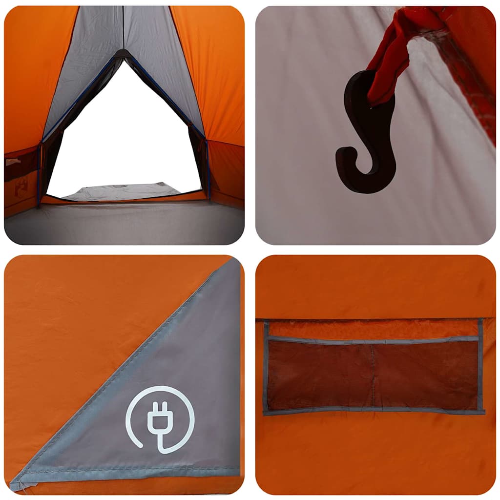 Teepee Tent for 10 Persons Gray and Orange 567 x 470 x 242 cm