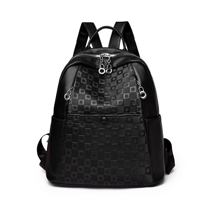 Schoolbag soft PU large-capacity bag women's 1011 spring new women's backpack is popular this year for casual women