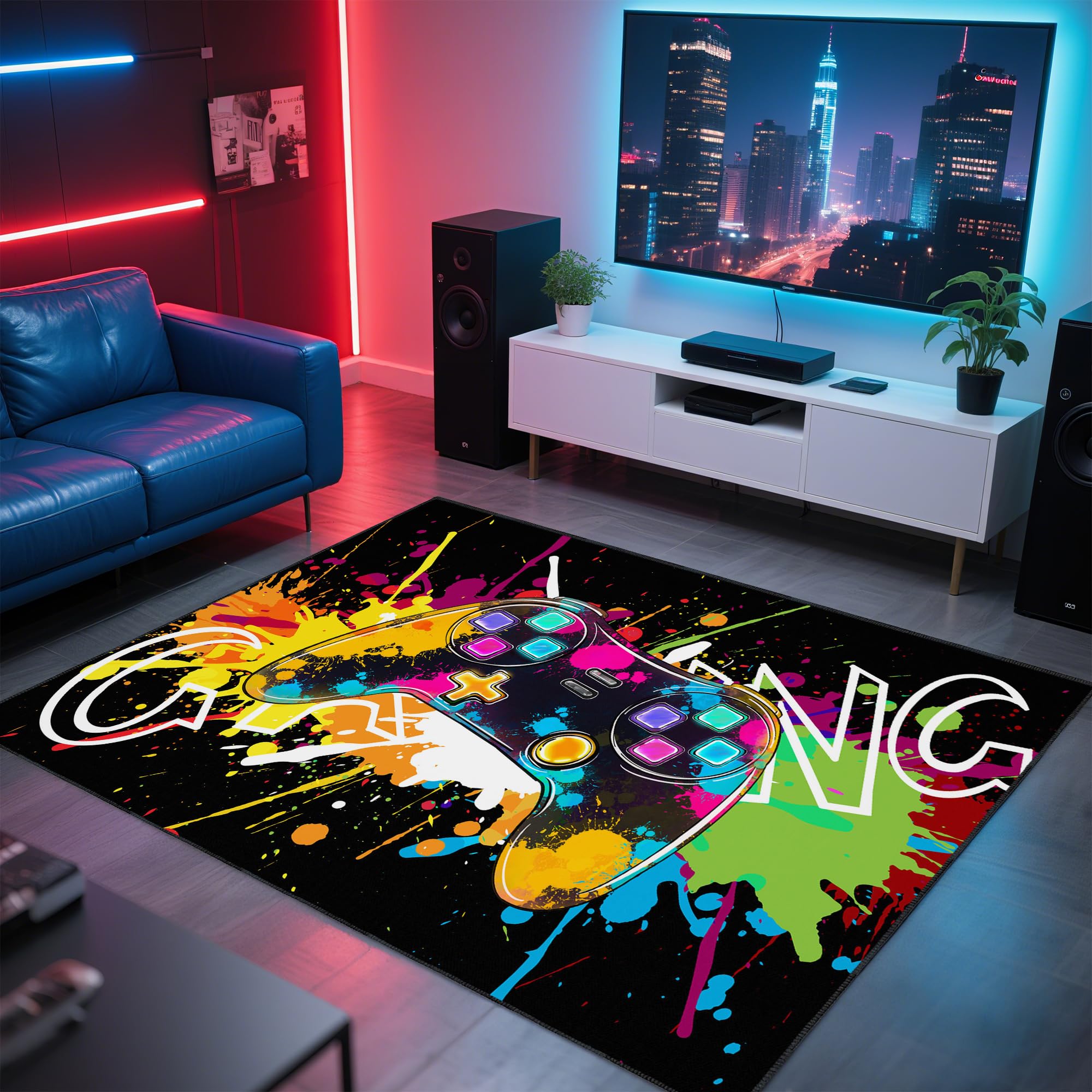 

Gaming Rug for Room,3 x5 Cool Gamer Rugs with Non-Slip Backing,Game Room Carpet for Bedroom and Livingroom Decor 100cm x 120cm