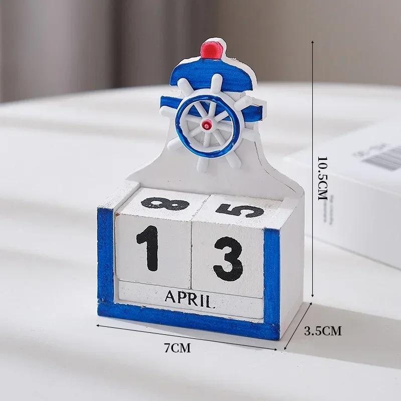 Ozean-Stil Schreibtischkalender Cartoon Holz Büro Stehblock Tisch Monat Datum Anzeige Zubehör für Heimdekoration Geschenke