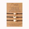 2025  Friendship Card Bracelet Able And Personalized Alloy Oil Drop Sun Moon Star Wax Rope Woven Bracelet 3-Piece Set
