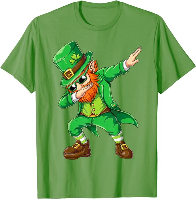 Dabbing Leprechaun Funny Gifts Men Kids Boys St Patricks Day T-Shirt Fashion Dab Dance Graphic Tee Tops Family Matching Clothes
