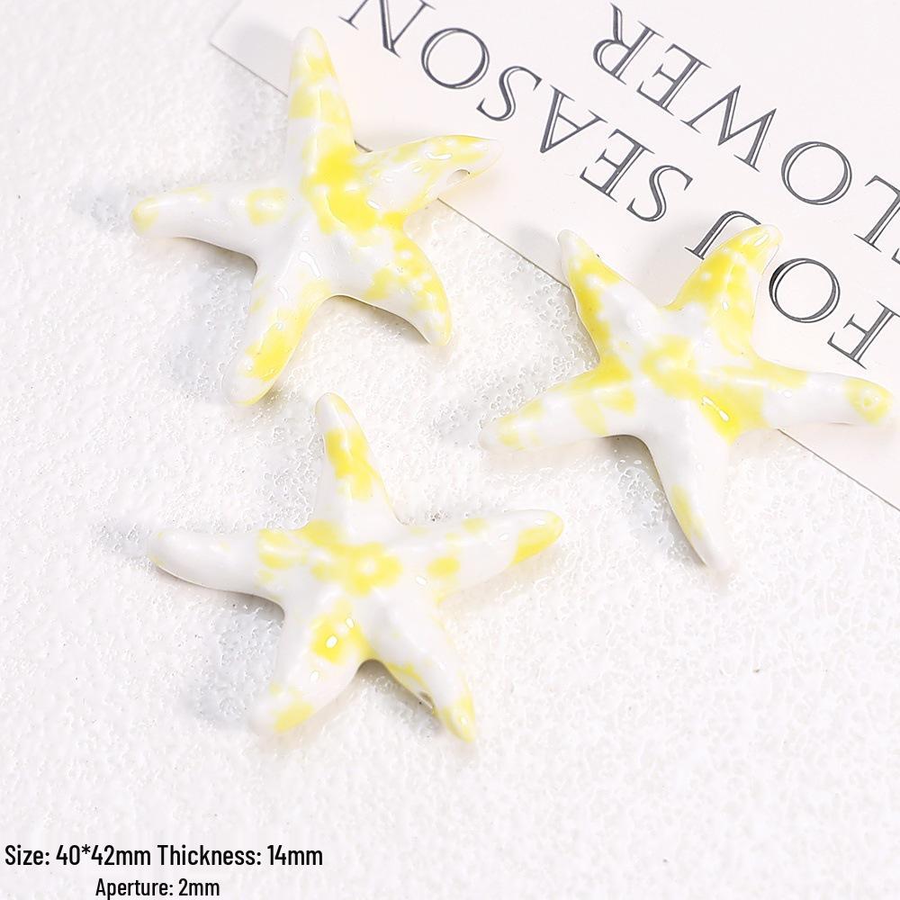 Hand-Painted Ocean Ceramic Beads: Tropical Fish, Starfish, and Seashell Shapes for DIY Jewelry