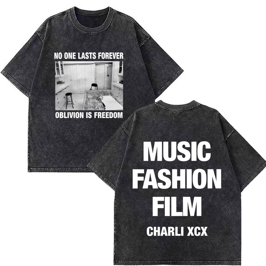 CHARLI XCX Album Music, Fashion, Film Tour 2026 Print T-shirt Men Women Cotton Casual Loose Vintage Washed T Shirt Streetwear