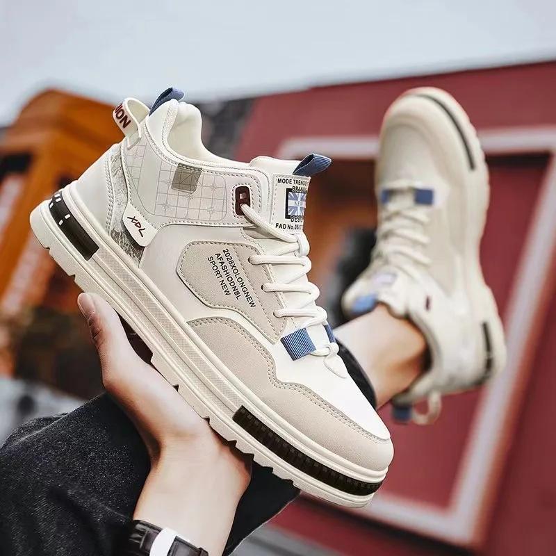 Fashion Men's Platform Shoes Lace-up Mens Vulcanized Shoes Comfortable Autumn Ankle Boots Casual Sports Board Shoes Zapatos Para Hombres