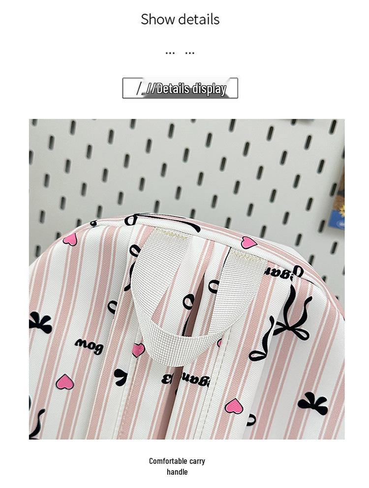 Cute Striped Puppy Bowknot Backpack for Students