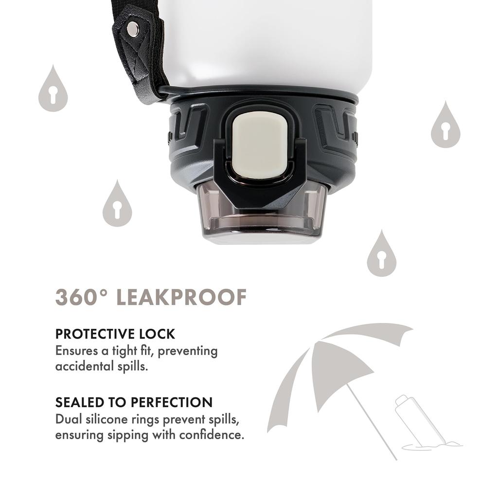 GRANDTIES Tritan Sports Water Bottle, 800ml, with a Removable Silicone Straw, Tritan Resin, Leak-proof Even Upside Down, One-push Fastening, and a