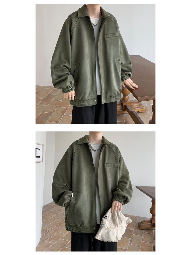 Men's Suede Velvet Jacket: Spring/Autumn Casual Loose Lapel for Cool Street Style Teens