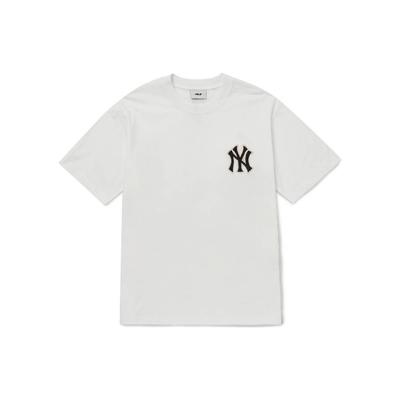 MLB New York Yankees Schachbrett Super Logo Kurzarm T-Shirt Unisex T-Shirts Weiß 3ATSO0324-50WHS