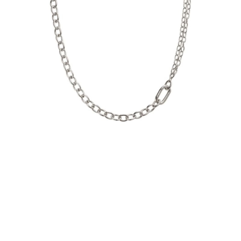Tirr Lirr Tizen Maximize Double Chain Buckle Silver-White Necklace TNSSVW14030M