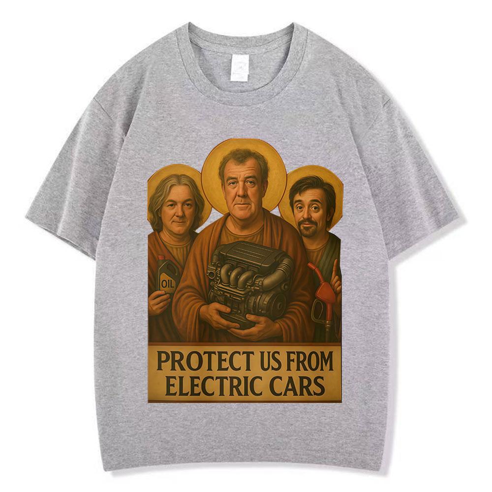 Jeremy Clarkson Beschütze Uns Vor Elektroautos Lustiges Meme T-Shirt Unisex Damen Kleidung Lässig Baumwolle Übergroß Vintage T-Shirts