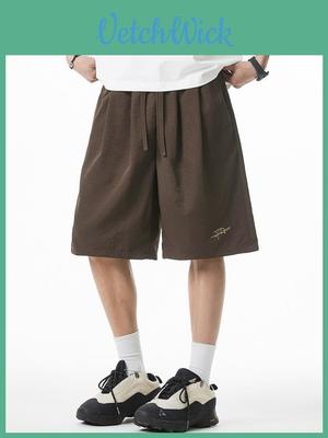 Vintage Style Shorts With Letter Embroidery For Youths