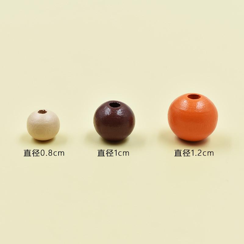 100pcs 8-12mm Assorted Color Wooden Beads Round Brown Wood Bead Round Wooden Spacer Beads for DIY Crafts Jewelry Making