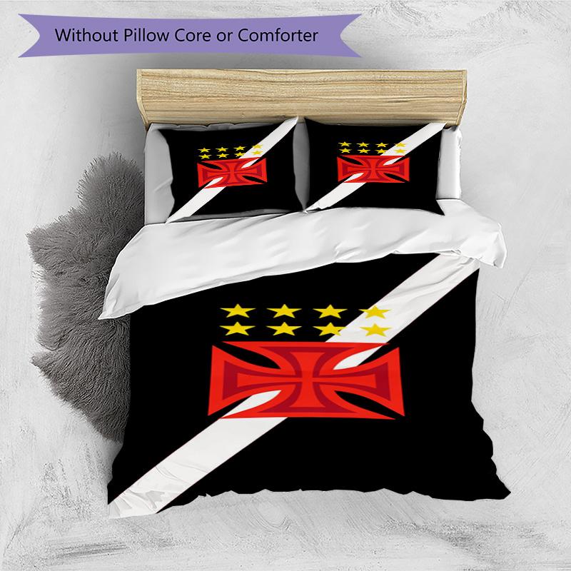 Vasco Football Club Printed Pattern Duvet Cover Set – Includes 1 Duvet Cover and 2 Matching Pillowcases Bedroom Decor Christmas Gifts