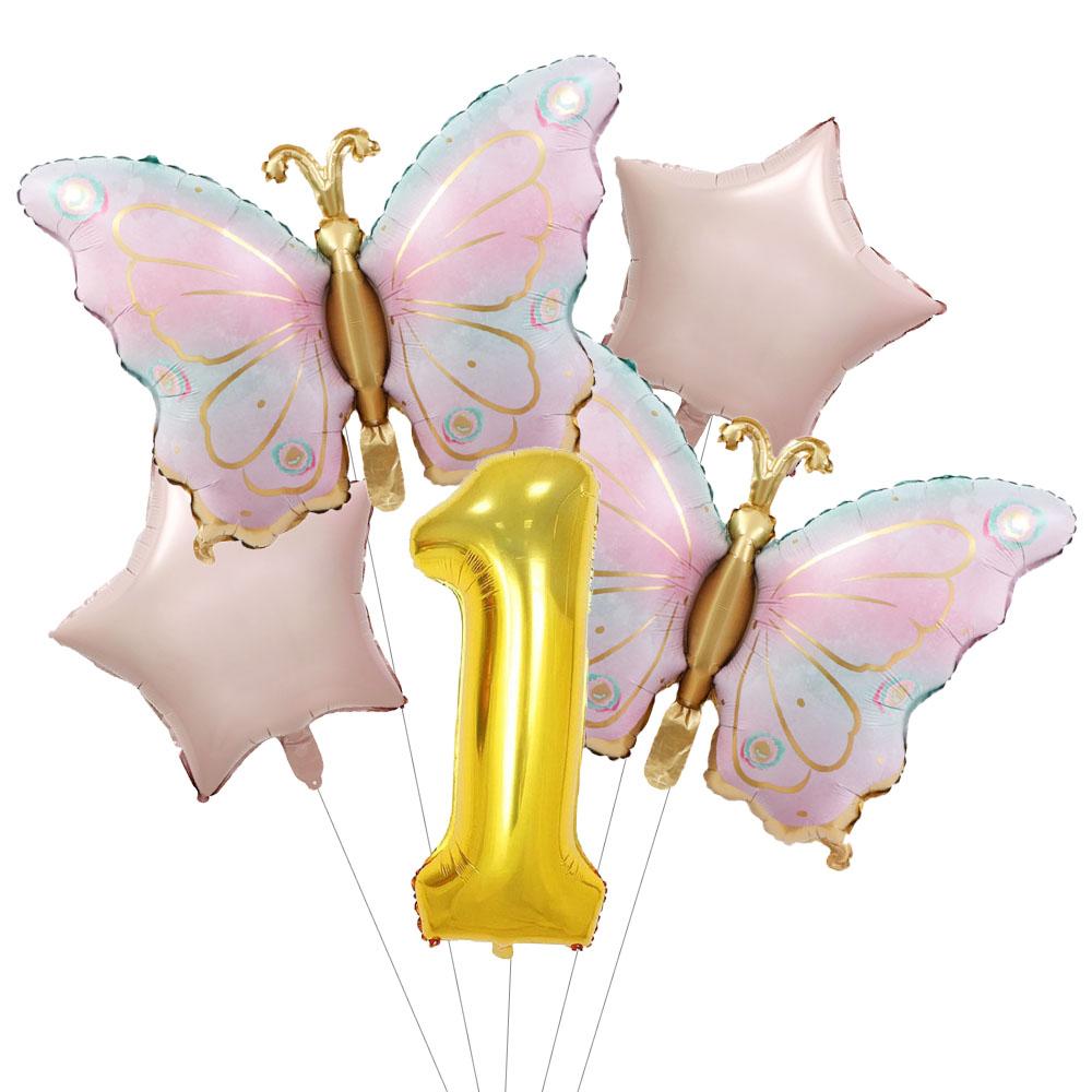 

5pcs Newest Butterfly Birthday Balloon 32inch Number Set Gold Pink Foil Ball Baby Shower Helium Balloon Birthday Party Decor 32inch