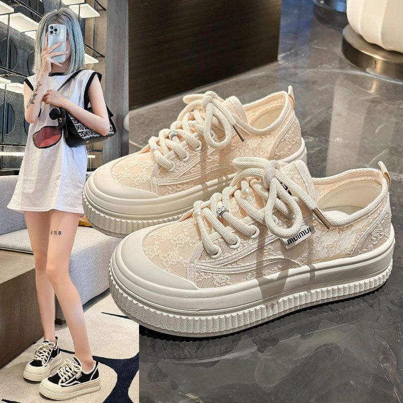 Fisherman shoes women's mesh breathable women's shoes 2025 soft-soled thin mesh shoes summer one-pedal thick-soled casual shoes
