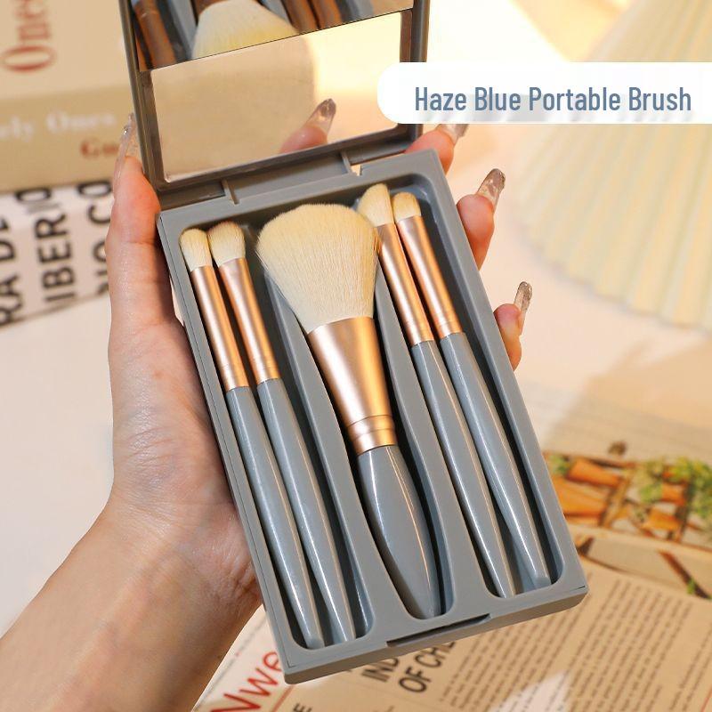 

5-Piece Portable Makeup Brush Set with Mirror and Window