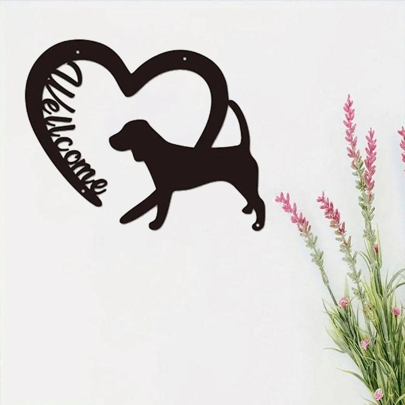 

Metal Wall Sticker Heart Shape with Music Notes and Puppy Room Decor